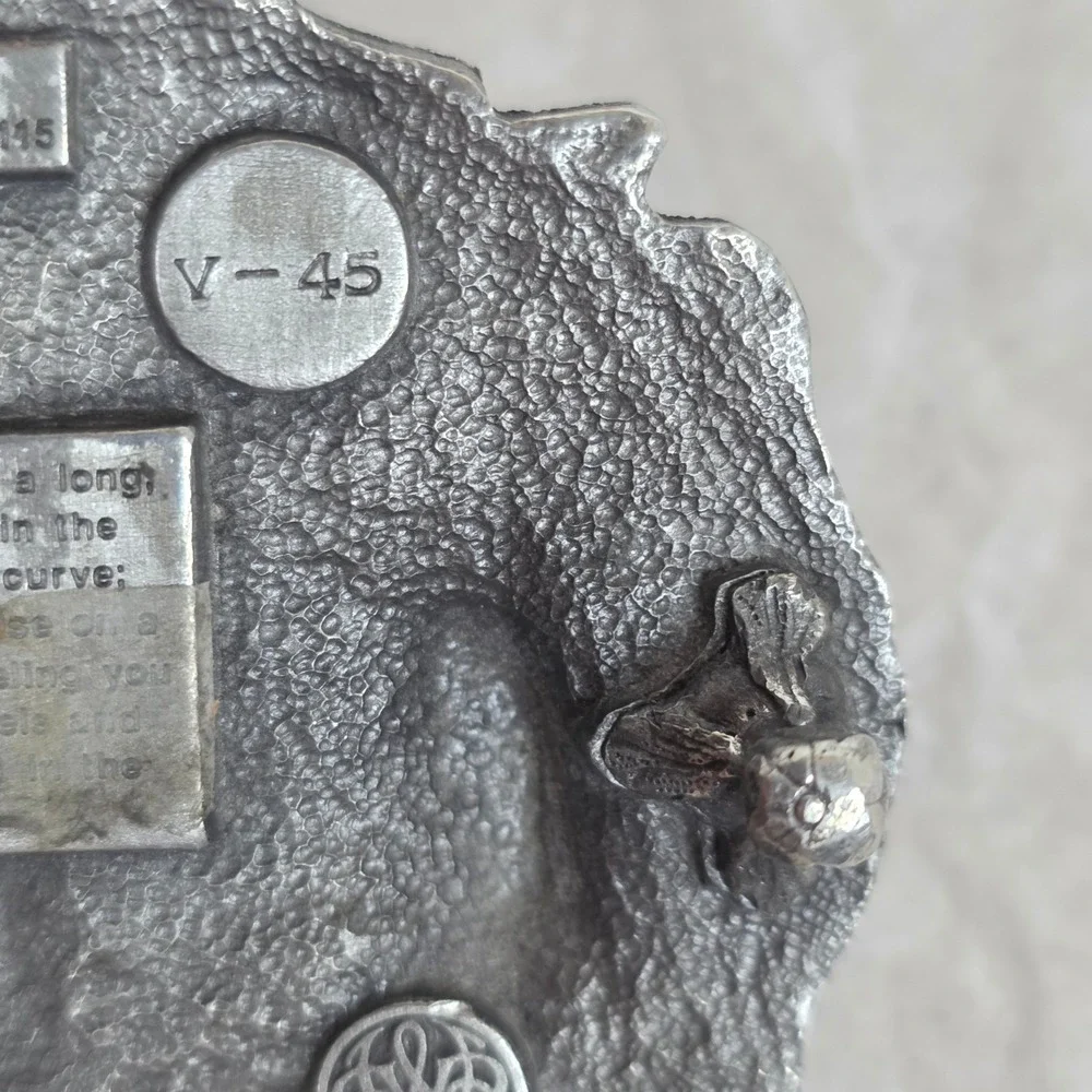 Vintage 1987 Bergamot 3d Pewter Motorcycle Belt Buckle‎ V-45 Live to Ride Eagle